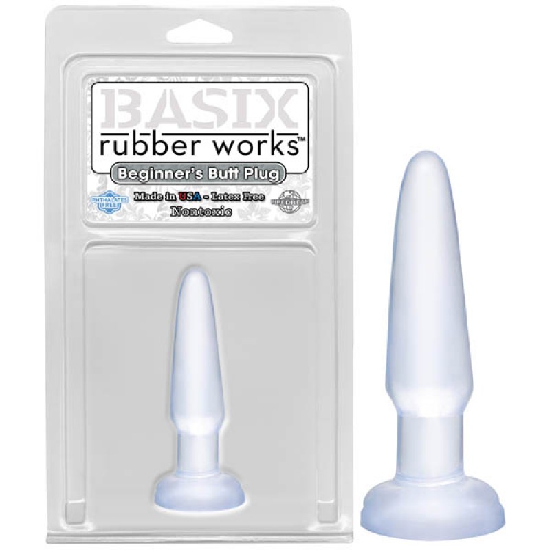 Basix Rubber Works Beginner's Butt Plug - Clear